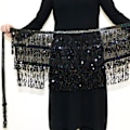 Miniatyrbild 1 av 7: Dam Magdans Paljett Hip Scarf Boho Style Party Kostym För Dansfester Black