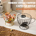 Miniatyrbild 2 av 7: Snygg metall kaffekapsulhållare enkel slitstark snacksorganisatör för diskbänk Black