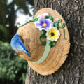 Miniatyrbild 3 av 7: Liten blomma halmhatt Fågelmatare Utomhus Trädgård Träddekoration Kreativ hängande fågelmatsredskap för förvaring av mat A