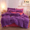 Miniatyrbild 4 av 10: 4 st/ set Färgglada fluffiga sängkläder Set Långt plysch cover Lakan Örngott Set Purplish Blue 1.8m