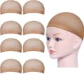 Perukmössa, 8 st perukmössor hårnät nylon set, stretchig elastisk andningsbar perukmössa fodermössa, peruknät 8 neutralt naken beige 8PCS-B