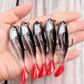 Miniatyrbillede 5 af 5: IC Sæt, 5 stk 8cm Blødt Agnspil Blyhoved Havfiskedrag Fiskeredskab Spidset Trippelkrog Kunstigt Agnspil T-hale