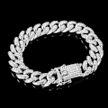 Pikkukuva 2 / 5: Uusi muoti ylellinen jäädytetty kuubalainen linkkiketju rannekoru naisille ja miehille kulta hopea väri Bling Rhinestone rannekoru ketju korut