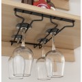 Miniatyrbillede 4 af 5: Hængende vinglasstativ i rustfrit stål Omvendt dræningsglasstativ (2 rum 30 cm sort)