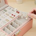 Miniatyrbillede 4 af 5: IC Smykkeskrin i dobbelt læder, opbevaringsboks til øreringe og smykker, stor multifunktionel smykkeboks, sort