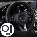 Miniatyrbillede 4 af 5: IC Universal Auto Bil Ratdæksel Læder Åndbar Anti Sort One Size