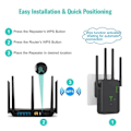 Miniatyrbild 5 av 5: 1200Mbps Trådlös WiFi Repeater WIFI Range Extender WiFi Signal Booster 5G 2.4G Dual-band Nätverksförstärkare WiFi Router 2.4G 300Mbps Vit EU-kontakt