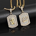 Miniatyrbillede 3 af 5: Hip Hop Berlock Hængende Rock Til Mænd Smykker Gave Nummer 100 Point Iced Out Bling Kæder Guld Legering Dog Tag Halskæde Engroshandel Gold-A