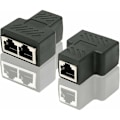 Pikkukuva 1 / 5: RJ45 CAT6 LAN 1 - 2 Ethernet-portin jakaja-adapteri, kaksois naaras-naaras-portin kytkin, 2 kpl musta