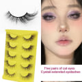 Miniatyrbilde 4 av 5: Løsøgonfransar Cat-Eye Look Wispy Fransar Extension Volym Fluffiga falska-ögonfransar 2