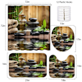 Miniatyrbild 2 av 5: 4-delars duschdraperi set, med 12 krokar, stenar Flow Water