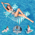 Miniatyrbild 1 av 5: IC Flytande Hängmatta, 4-i-1 Uppblåsbar Hängmatta Pool Uppblåsbar Vattenhängmatta, Vikbar Flytande Hängmatta Float Ultralätt