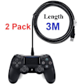 Miniatyrbillede 1 af 5: 2-pak 3M PS4 / Playstation 4 opladerkabel til controller, sort J Black Sort Black Svart