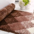 Miniatyrbillede 5 af 5: IC Gradient Diamant Badeværelsesmåtte Mikrofiber Blød Shaggy Bademåtte Skridsikker Absorberende Plys Gulvmåtter Måtte til Badekar Brusebad Badeværelse (Brun, 24\"x35\")