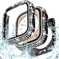 Pikkukuva 1 / 4: IC Goton 2-in-1 vedenkestävä Bling-kotelo Apple Watch 40 mm:lle, näytönsuojakalvo SE (2. sukupolvi) Series 6 5 4, täysi Glitter Diamond 40 mm musta