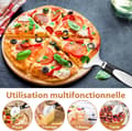 Miniatyrbillede 7 af 7: 2 pizzahjul og ostespatel i rustfrit stål - skarp pizzaskærer, ergonomisk håndtag - til pizza, dej