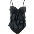 Pikkukuva 5 / 5: IC (M) Uimapuvut Naiset 1-osainen Rypyt Shapewear Uimapuku Litteä vatsa Pehmustettu Selästä avoin Bandeau Push-Up Tankini Naiset