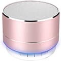Bærbar Bluetooth-højttaler med HD-lyd, TF-kortunderstøttelse og LED-lys, mini trådløs højttaler til hjemmerejser strand, pink