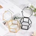 Miniatyrbillede 5 af 5: IC Geometrisk Glas Smykkeskrin Smykker Organisering Holder Ring Box Sort