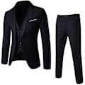 Miniatyrbillede 1 af 4: IC 3-delt jakkesæt til mænd Business Casual jakkesæt bukser vest (sort-M størrelse)