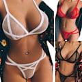 Miniatyrbillede 2 af 5: Dame Lingeri Blonde BH Undertøj Natkjole Babydoll Nattøj Hvid White XL