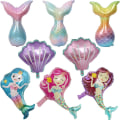 Miniatyrbillede 1 af 5: IC 8 stk Havfruehale Balloner Snegleskaller Balloner Havfrue Aluminiumfolie Ballon Fest Dekorationer til Havfrue Under Havet Fest Tilbehør