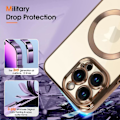 Miniatyrbild 5 av 5: IC-fodral för iPhone 17 Pro Max [kompatibelt med MagSafe] Kameraskyddsplätering Lyxigt fodral för kvinnor och män Transparent Mjukt - Lila