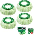 Mopprefill - Ersättningshuvud kompatibelt med Libman Tornado, Spin Mop - Maskintvättbart - Grön & Vit