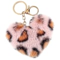 Miniatyrbillede 1 af 2: Bilnøglering Plys Nøglering Leopard Print Nøglering Plys Hjerte Nøglering Tegnebog Hængende Vedhæng (11X6cm) IC