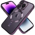 Pikkukuva 4 / 5: IC Yhteensopiva iPhone 14 Pro Max -kotelo kameralinssin suojalla (MagSafe-yhteensopiva) Magneettinen naarmuuntumaton - violetti