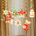 Miniatyrbild 1 av 5: IC Jul Fönsterbelysning, Jul Fönstergardinbelysning, [Uppgraderad version] LED Hängande Julgardinljusslingor USB för Inomhusfönster i Sovrummet