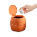 Mini rund skrivbordsbehållare med lock, plast, för hem, kök, badrum, kontor (orange)