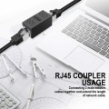 Pikkukuva 4 / 5: IC 2 kpl RJ45-liitäntä, Ethernet-sovitin, Ethernet-kaapeli jatkojohto naaras-naaras-sovitin, musta