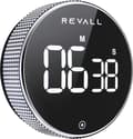 REVALL Digital kökstimer med magnetisk baksida, LED-display, justerbar volym, minnesfunktion, nedräkningstimer för matlagning, svart