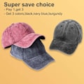 Miniatyrbillede 2 af 5: IC 3-pak vasket almindelig cap, retro justerbare dad hats Gave til mænd/kvinder, ustruktureret/bomuld