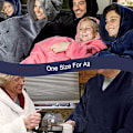 Miniatyrbillede 5 af 5: Hættetrøje-tæppe, Oversized Sherpa Hættetrøje, Bærbar Hættetrøje-tæppe, Super Blød Varmt Behageligt Tæppe-Hættetrøje, One Size Passer Alle Voksne Black
