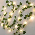 Lyslenke med blader, 5 m eføy lyslenke, 50 LED-lamper, S