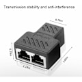 Pikkukuva 2 / 5: RJ45 CAT6 LAN 1 - 2 Ethernet-portin jakaja-adapteri, kaksois naaras-naaras-portin kytkin, 2 kpl musta