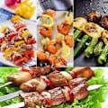 Miniatyrbillede 5 af 5: IC Metall Kebabspyd Platter Lange Rustfrit Stål Brede Genanvendelige BBQ Grill Shish Kabob Sticks Grillspyd