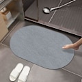 Miniatyrbillede 1 af 5: IC Anti-Slip Bademåtte til Badeværelse, Diatoméjord Bademåtte, Superabsorberende Tynd Badeværelsesmåtte til Under Døre, Hurtigtørrende (16x24, Lysegrå Oval)