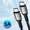 Miniatyrbilde 2 av 5: IC PD100W Hurtiglading 5A Datakabel C til C Dobbel TYPE-C med E-merke 0.5M
