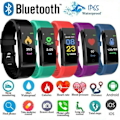Miniatyrbild 1 av 5: Smartklocka Armband Pulsmätare Blodtrycksmätare Fitness Tracker 115plus, röd IC