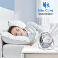 Miniatyrbillede 5 af 5: IC USB-ventilator, 3-hastigheds skrivebordsventilator, 360° justerbar støjsvag ventilator, bærbar ventilator til kontor, soveværelse, bil, rejser Hvid