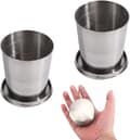 Hopfällbar kopp i rostfritt stål, praktisk för resor, 2-pack