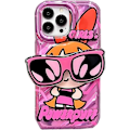 Miniatyrbild 2 av 4: IC iPhone 14 Söt Kawaii Cartoon-fodral Cool Solglasögon Form Stativ Fingergrepp Hållare Design (Rosa)