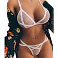 Miniatyrbillede 3 af 5: Dame Lingeri Blonde BH Undertøj Natkjole Babydoll Nattøj Sort Black S
