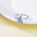 Miniatyrbillede 4 af 5: IC Blå Cubic Zirconia Butterfly Spinner Fidget Ring til kvinder Piger Angst Spin frit Inspiration Smykker Meditation