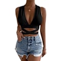 Pikkukuva 4 / 5: IC Ärmlös crop-top, syvä V-aukkoinen naisten toppi (S) S