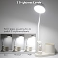 Miniatyrbillede 3 af 5: Børne Skrivebordslampe, Studielampe med Penneholder, Automatisk Farveskiftende Sengelampe, Dæmpbar Genopladelig LED Læselampe til Børn (Hvid)