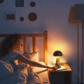 Miniatyrbild 5 av 5: IC Svamplampa för sovrum, bärbar dimbar sänglampa med USB-laddning, sladdlös nattlampa, svampbord (stor, valnöt A)